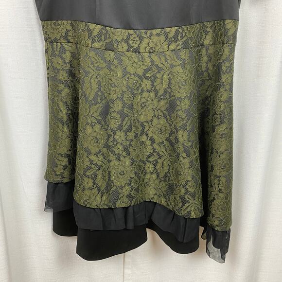 Eloquii Studio Black&Green Brocade Lace Fit&Flare Midi Dress Sz.24W NWT - Picture 6 of 16